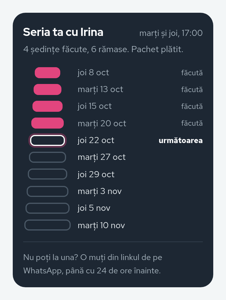 Seria Mihaelei cu Irina, marți și joi la 17:00: patru ședințe făcute, următoarea joi 22 octombrie