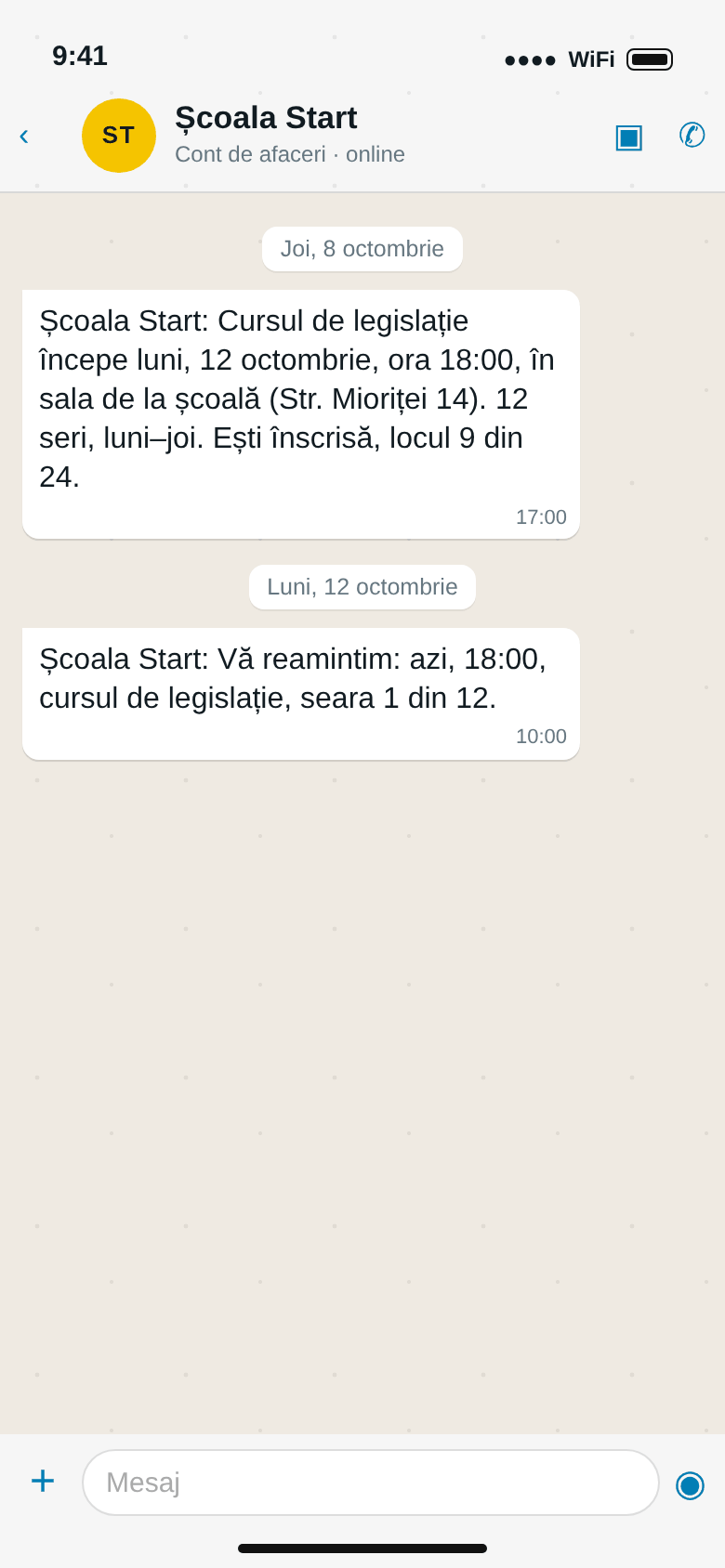 WhatsApp: cursul de legislație începe luni 12 octombrie la 18:00, locul 9 din 24, și reamintirea din ziua respectivă