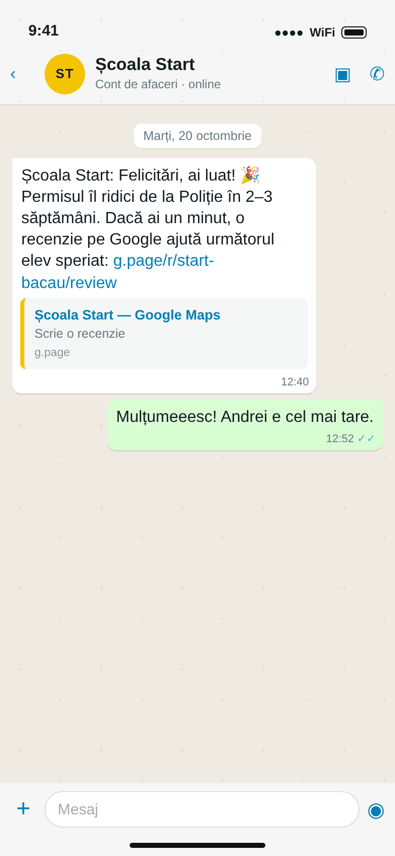 WhatsApp: „Felicitări, ai luat!”, ridicarea permisului și invitația la o recenzie pe Google, cu răspunsul elevei